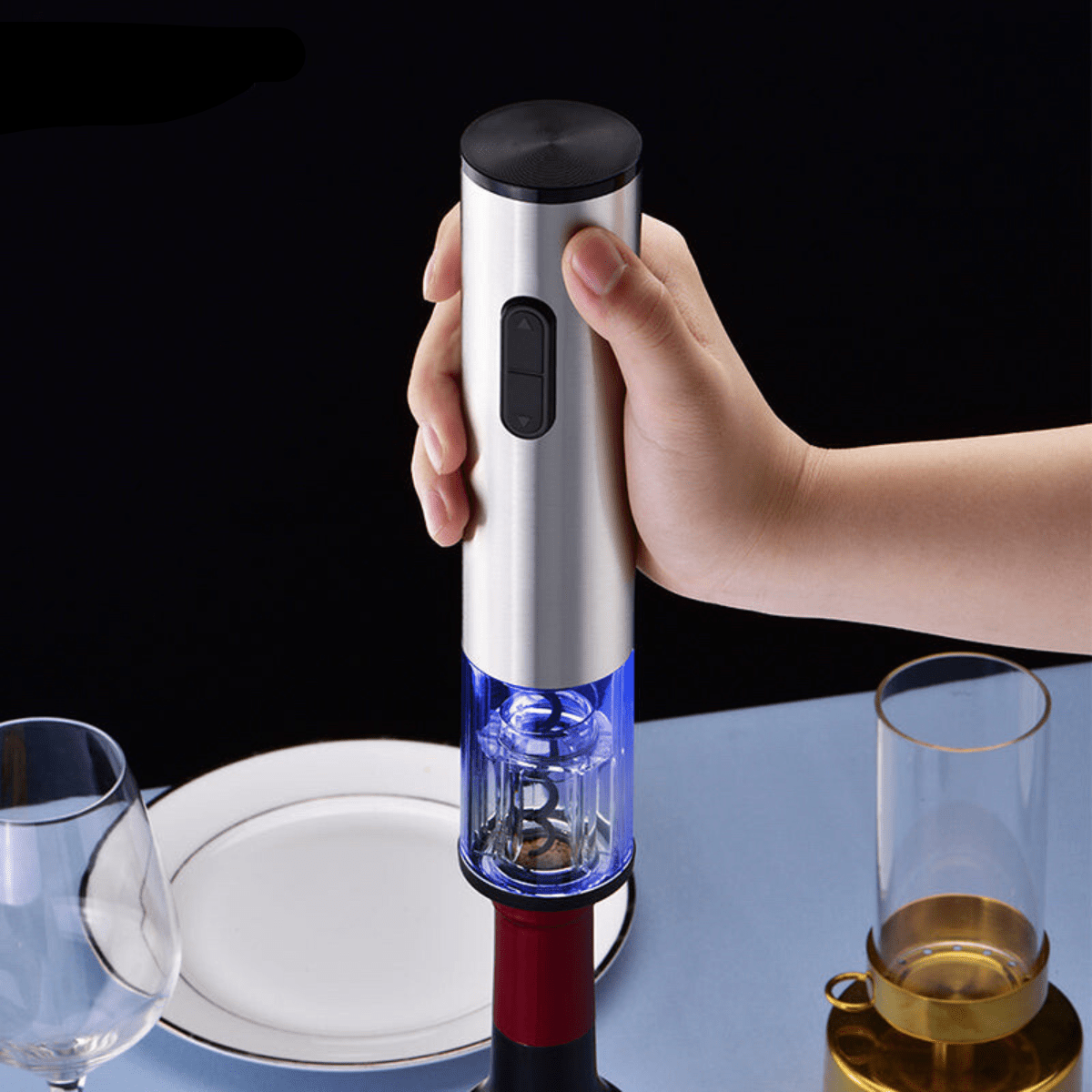 Electric Wine Opener, 4 in 1 Electric Corkscrew with Foil Cutter, Pourer and Wine Bottle Stopper, Wine Gift Set_02