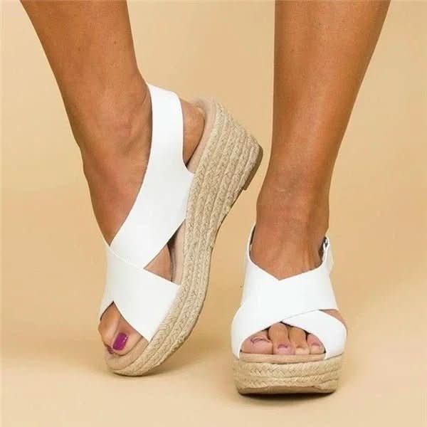 Ladies Wedge Sandals, Womens Orthopaedic Sandals with Cross Straps
