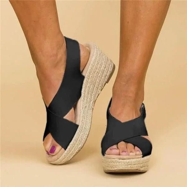 Ladies Wedge Sandals, Womens Orthopaedic Sandals with Cross Straps – image 5