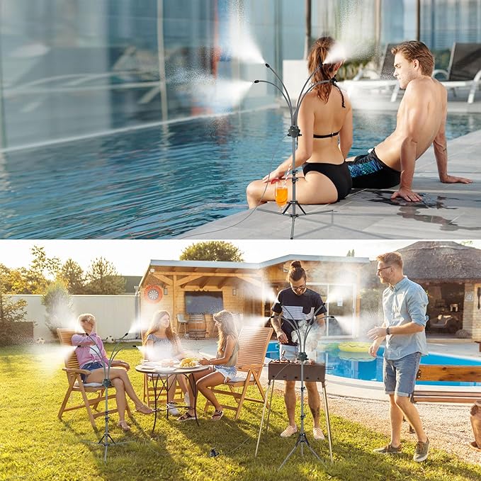 Outdoor Misting System | Adjustable Water Mister with Durable Tripod | Efficient Cooling for Patios and Lawns 4