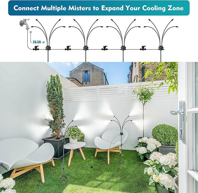 Outdoor Misting System | Adjustable Water Mister with Durable Tripod | Efficient Cooling for Patios and Lawns 5