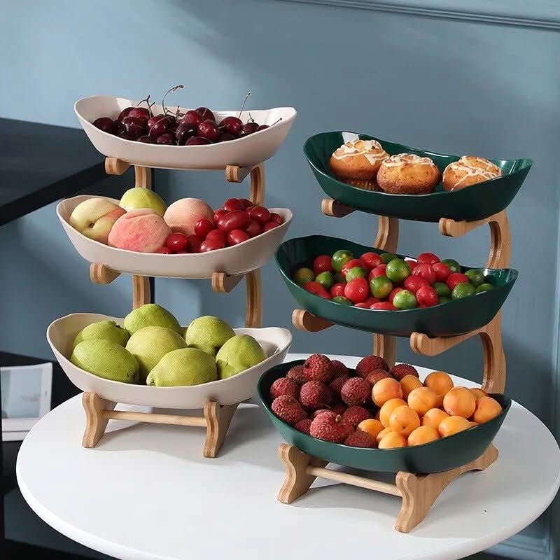 Elegant Fruit Bowl 2 or 3 Tier, Metal Fruit Basket, Etagere Cake Stand – image 8