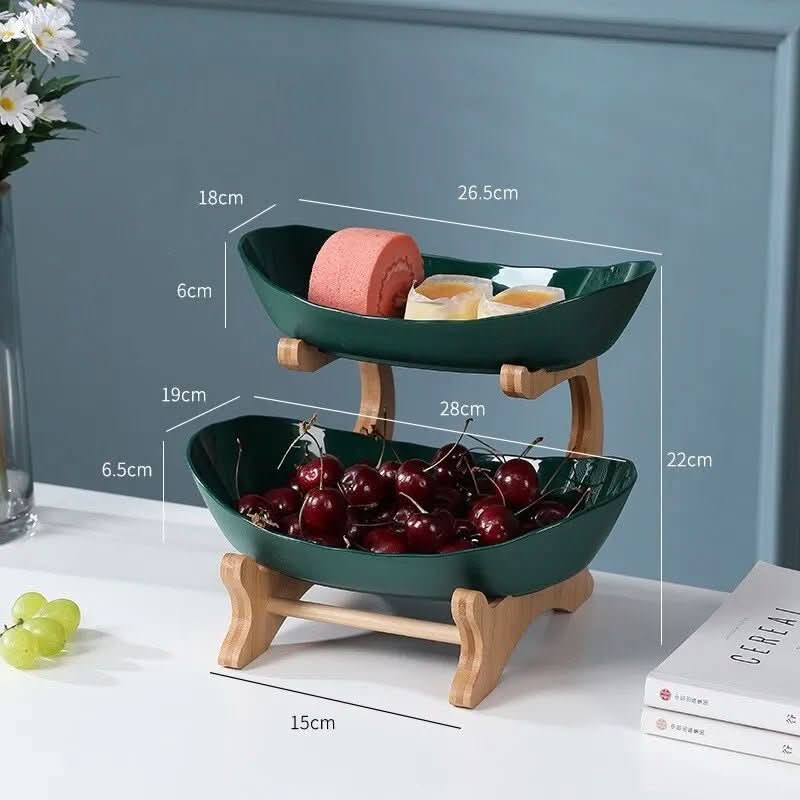 Elegant Fruit Bowl 2 or 3 Tier, Metal Fruit Basket, Etagere Cake Stand – image 4
