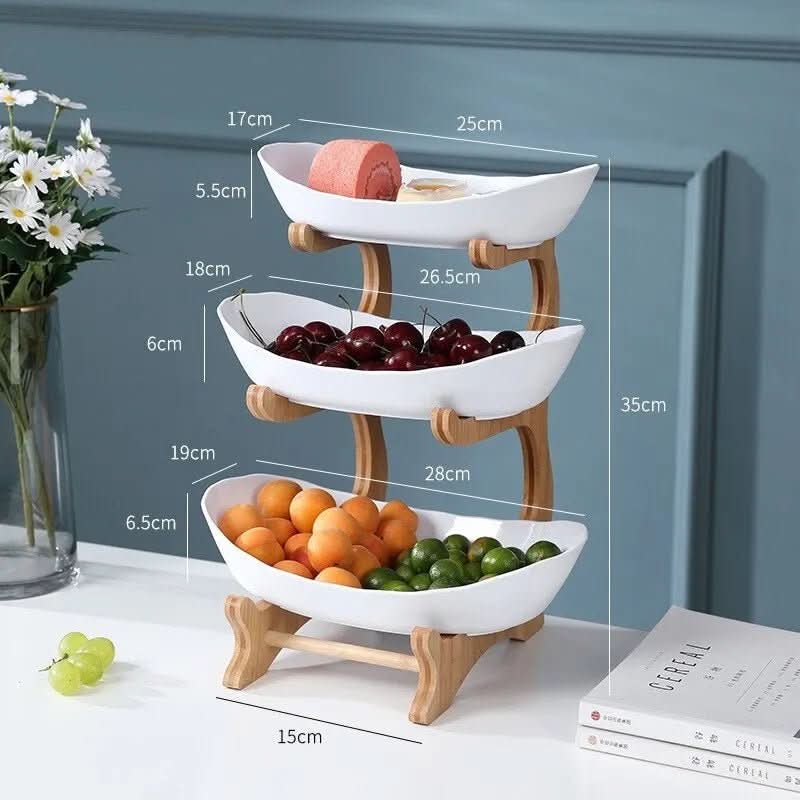 Elegant Fruit Bowl 2 or 3 Tier, Metal Fruit Basket, Etagere Cake Stand