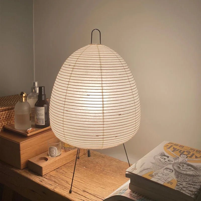 Table Lamp, Rice Paper Lamp with Iron Base, Retro Small Table Lamp for Living Room and Bedroom Mood Lighting_03