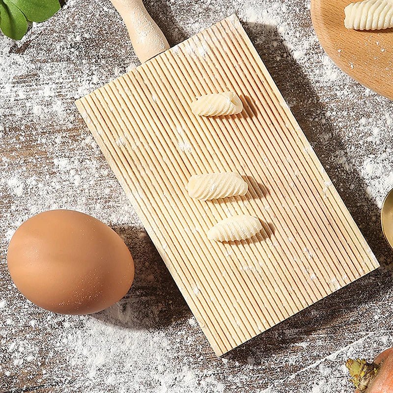 Gnocchi Board with Handle, Beech Pasta Board for Cavatelli, Gnocchi Paddle, Wooden Kitchen Tools for Homemade Pasta_03