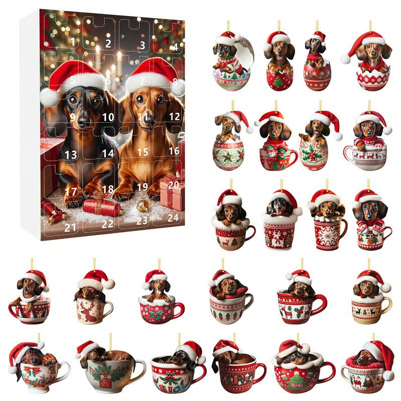 Christmas Countdown with 24 Sausage Dog Ornaments, Dachshund Gifts for Dog Lovers – image 9