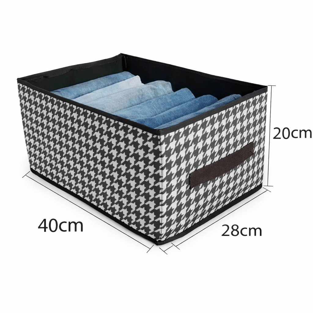 Storage Boxes with Compartments, Houndstooth Fabric Storage Box, Clothes Storage Box, Wardrobe Organiser_05