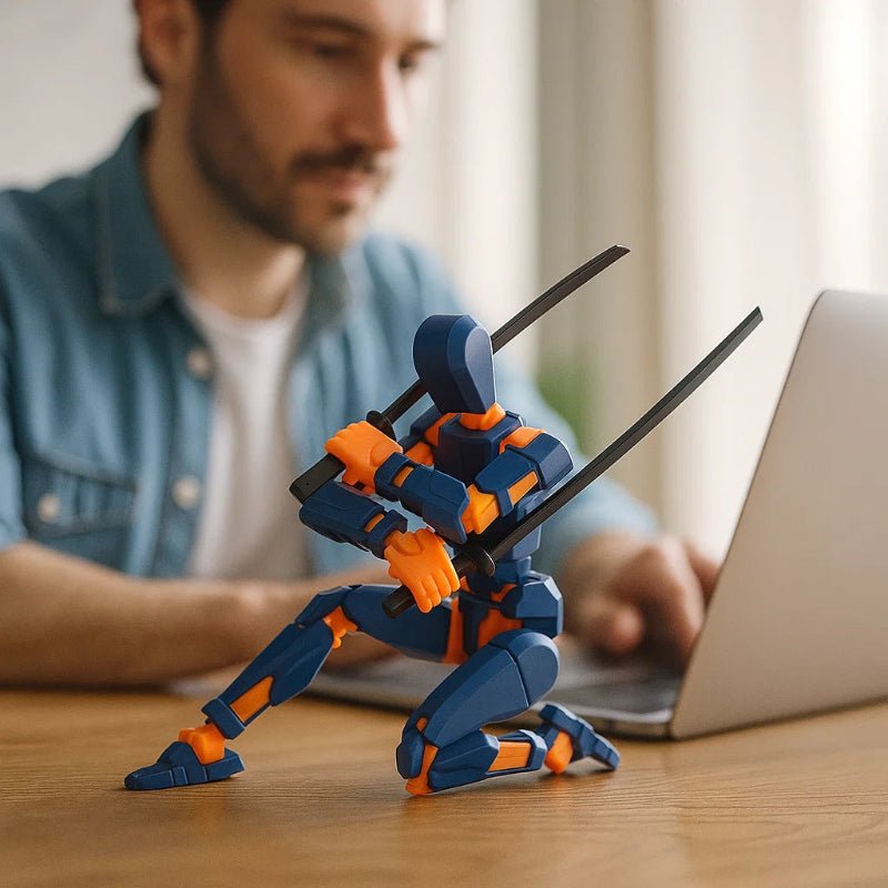 3D Printed Action Figure 14 cm, Articulated Robot Toy, Paintable 3D Printed Toy for Collectors and Display_03