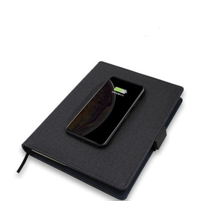 A5 Notebook with Wireless Charging, PU Leather Notebook Cover with Pen Holder, Refillable Notebook, A5 Folder_05