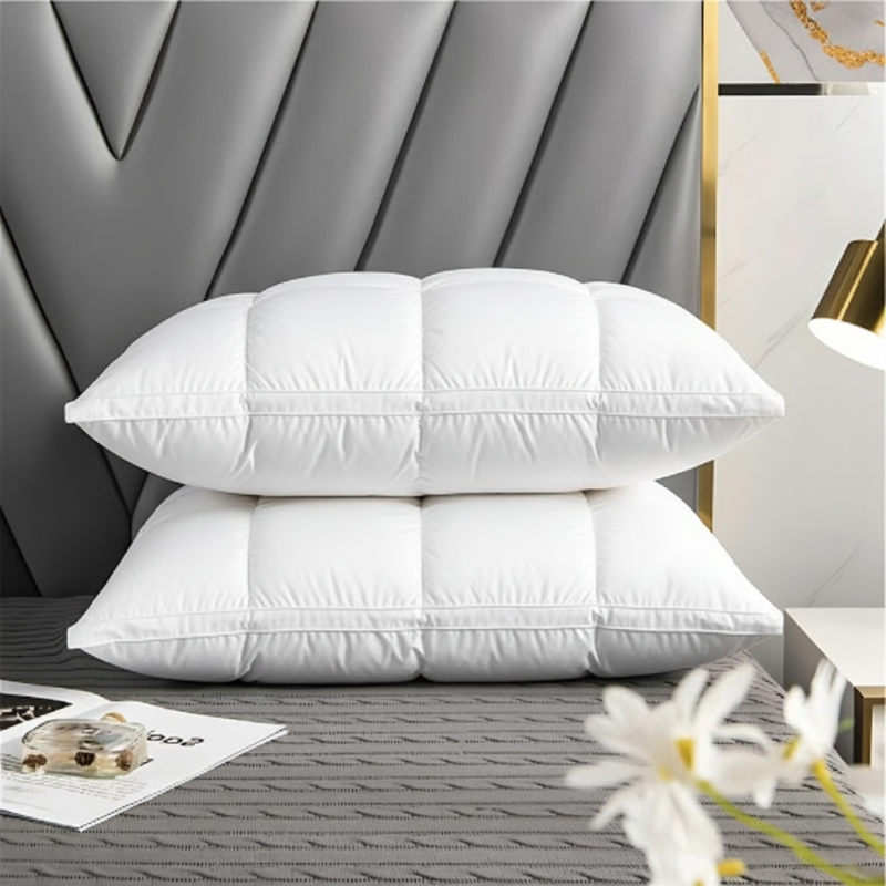 Duck Feather Pillow for Side Sleepers, Standard Size Bed Pillows
