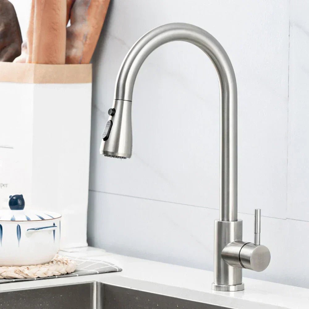 Kitchen Taps, High Arc Pull Out Kitchen Tap, Modern Kitchen Sink Tap with Pull Out Spout_01