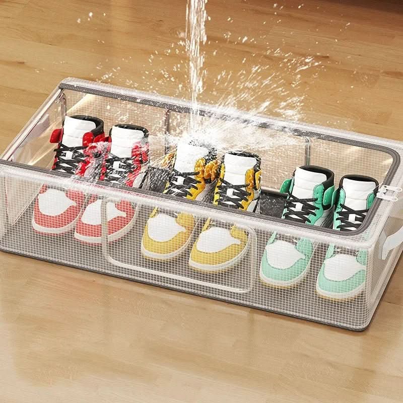 Shoe Storage Boxes, Clear Plastic Shoe Boxes with Ventilation, Stackable Plastic Storage Boxes with Steel Frame_02
