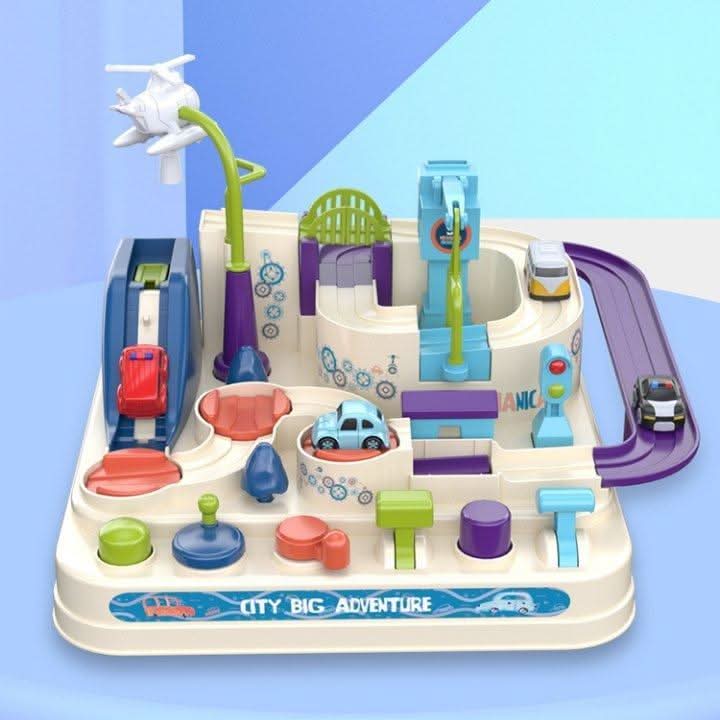 Toy Town Playset with 4 Cars and Helicopter, Toy Train, Toy Crane, Role Play Toys for Small World Play
