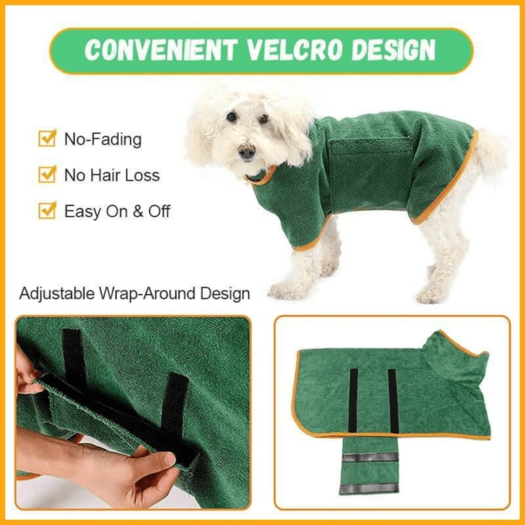 Dog Coat for Drying, Absorbent Dog Drying Robe with Velcro Fastener – image 5