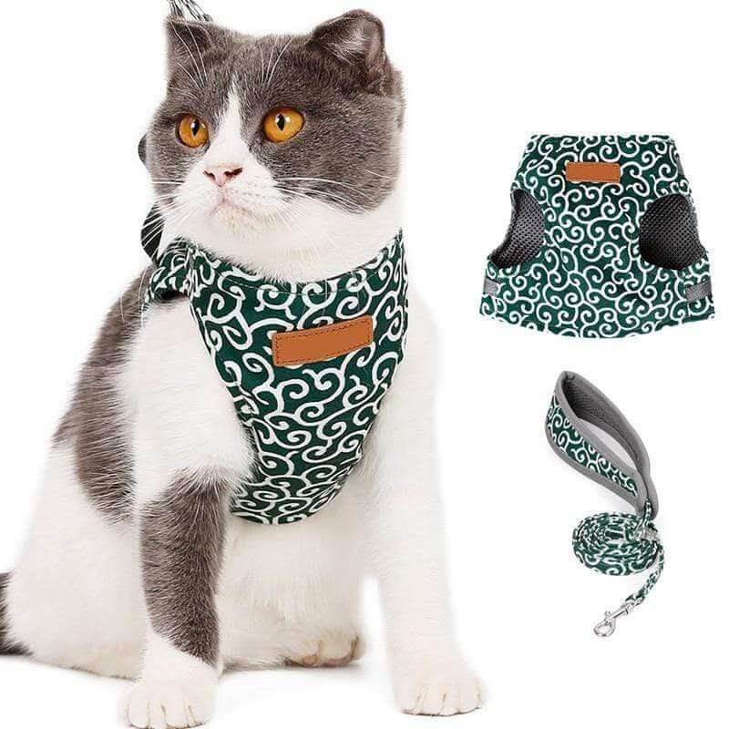 Cat Harness and Lead, Escape Proof Kitten Harness Vest with Leash, Breathable Mesh Cat Accessories for Walking_02