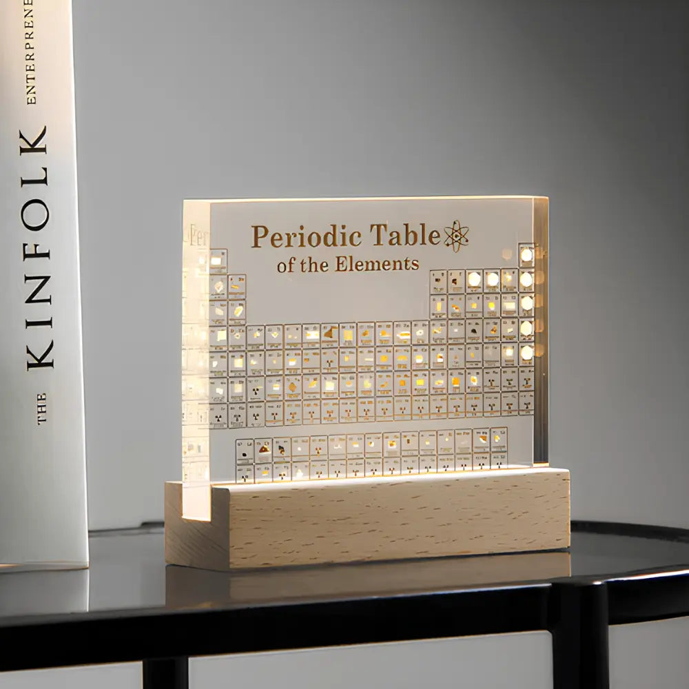 Periodic Table Display | 83 Real Element Samples in Acrylic with Integrated LED Lighting | Educational Tool for Science Enthusiasts