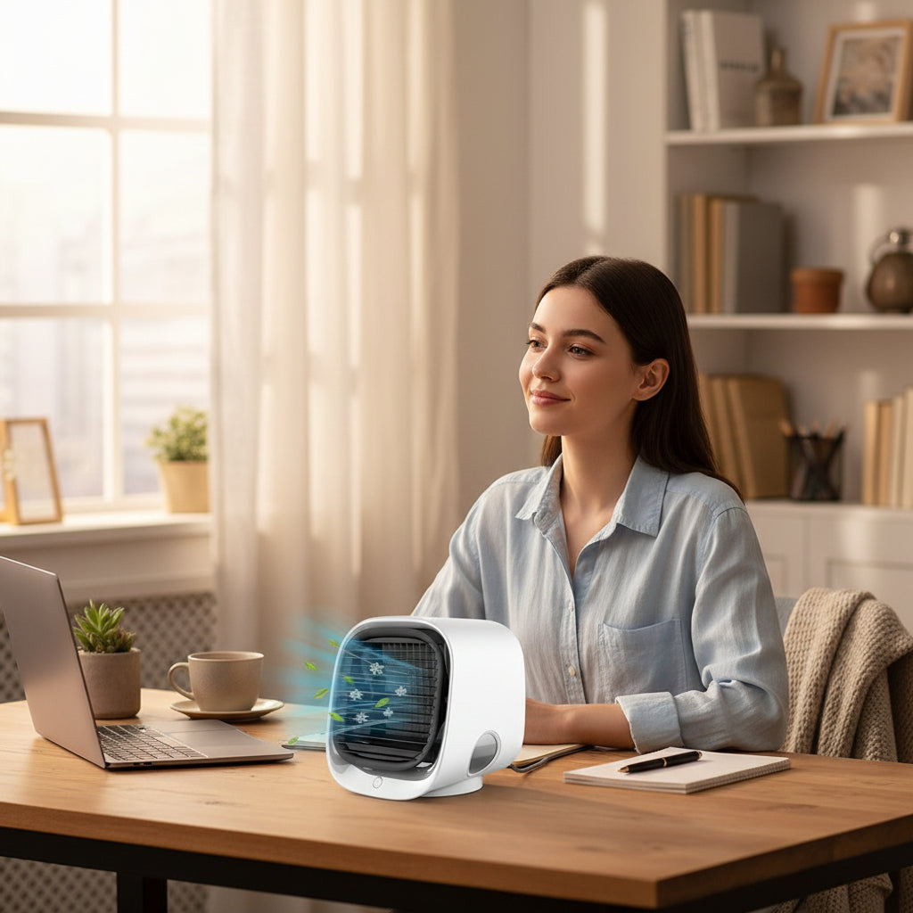 Personal Air Conditioner | Portable USB Mini Fan with Humidifying Mist | Compact Cooling Solution for Personal Comfort