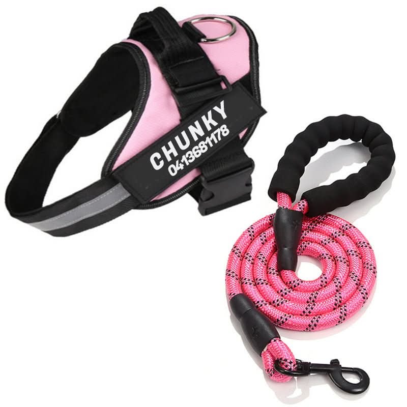 Personalised Dog Harness with Name, Reflective No Choke Dog Harness with Handle for Small and Large Dogs_09