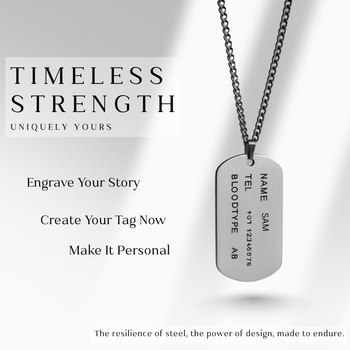 Mens Necklace with Engraved Dog Tag, Dog Tag Necklace – image 5