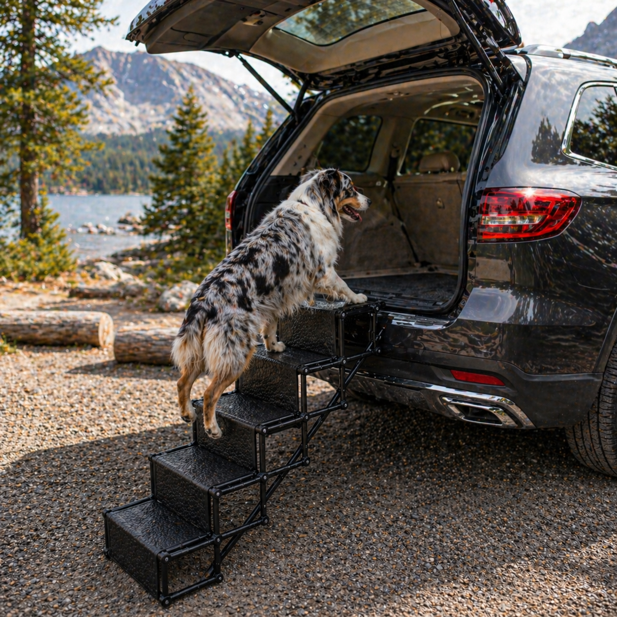 Pet Access | Foldable Dog Steps for Cars with Non-Slip Surface | 5-Step Design for Safe Vehicle Entry 2