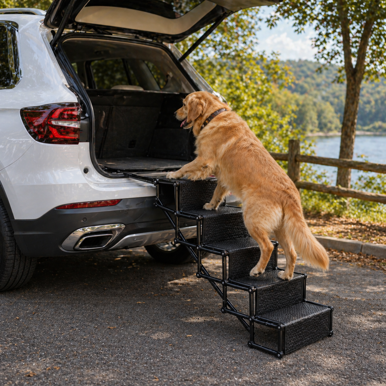 Pet Access | Foldable Dog Steps for Cars with Non-Slip Surface | 5-Step Design for Safe Vehicle Entry 4