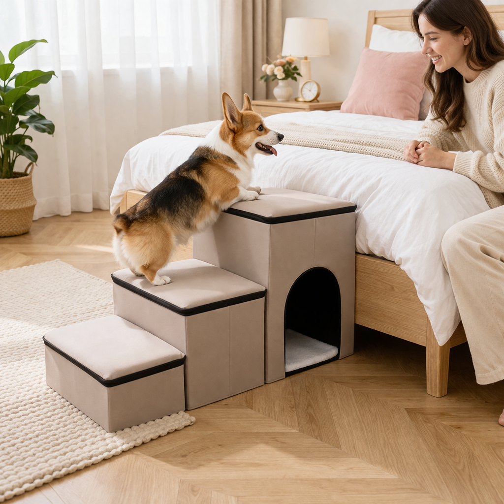 Pet Steps Collection | Dog Stairs for Bed with Foldable Eco-Friendly Design | Easy Access for Pets 3