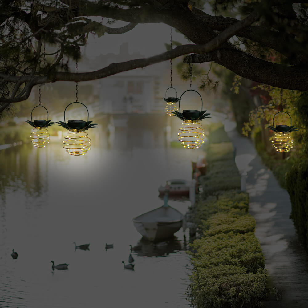 PineappleGlow | Charming Solar LED Hanging Lantern for Outdoor Spaces 2