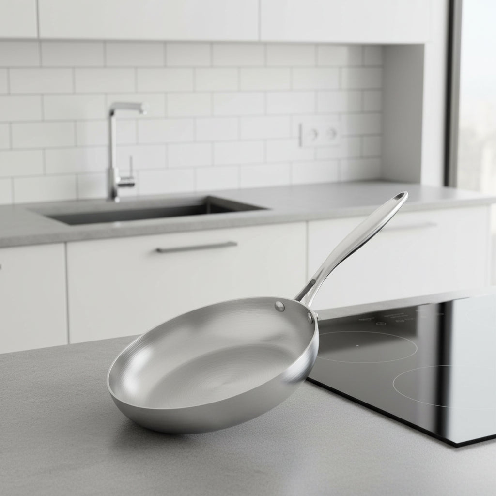 Stainless Steel Pan, Uncoated Frying Pan for Induction Hob and Gas, Induction Pan 22 cm, 26 cm, 28 cm_00