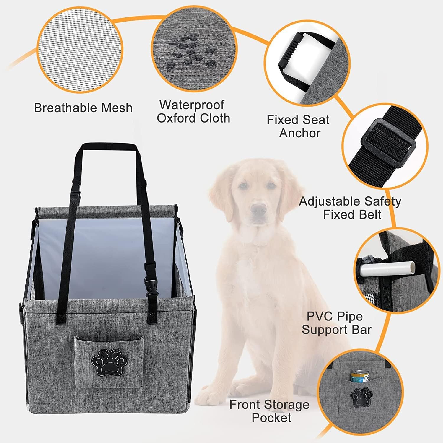 PoochPod | Portable Dog & Cat Car Seat with Waterproof Design | Spacious Comfort for Safe Travel