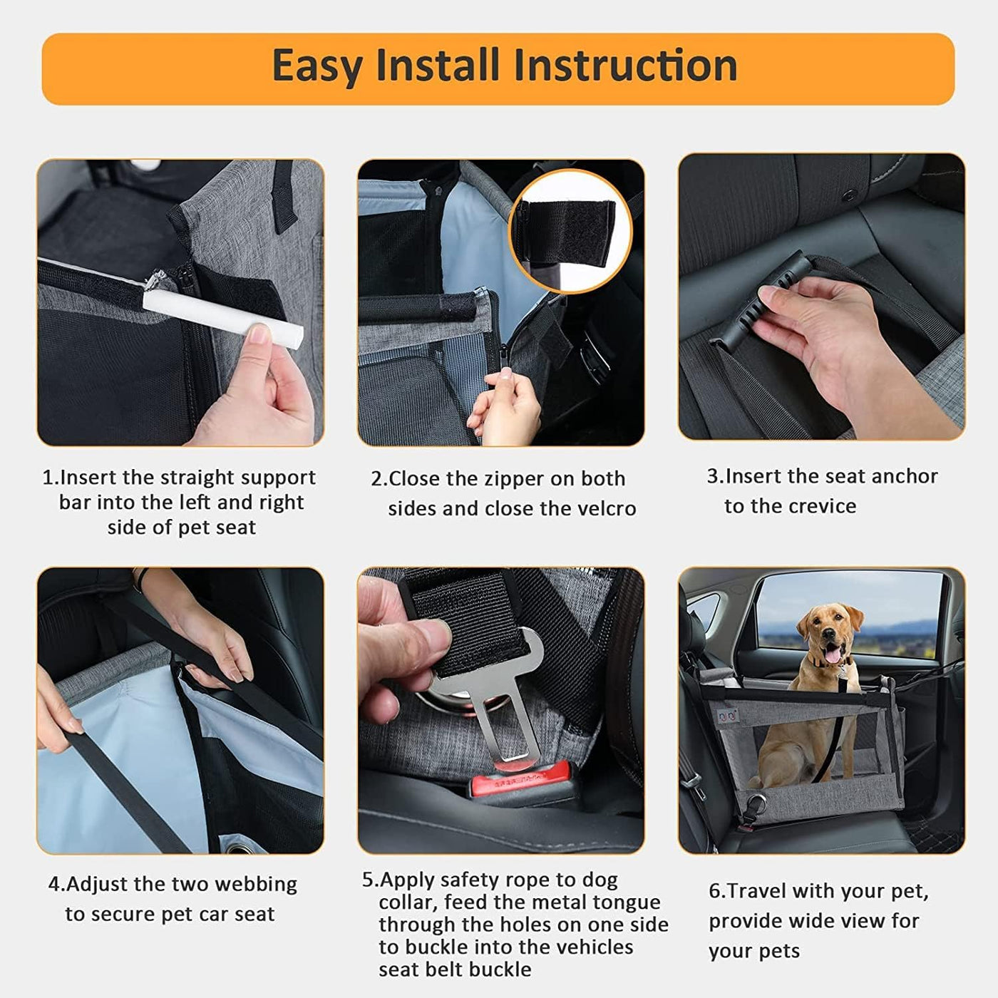 PoochPod | Portable Dog & Cat Car Seat with Waterproof Design | Spacious Comfort for Safe Travel 3