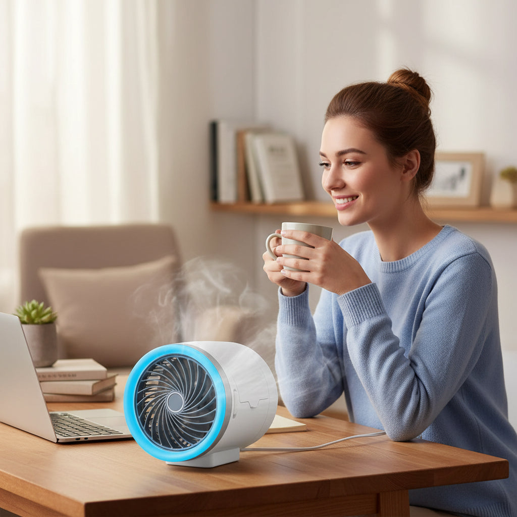 Portable Air Circulation Fan | 3-Speed Cooling with LED Lights | Versatile Comfort for Indoor Spaces