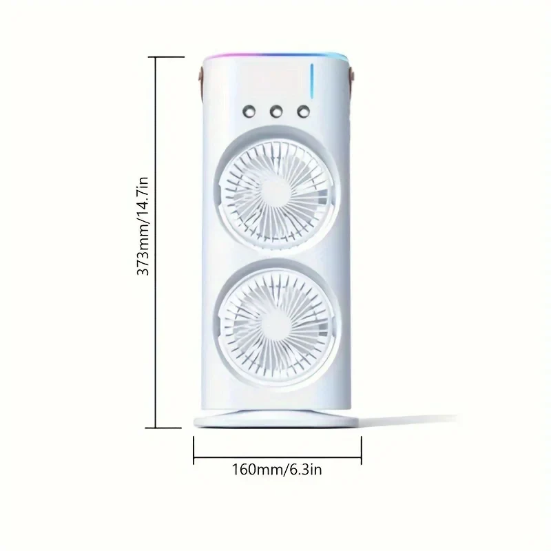 Portable Air Conditioner Fan | Dual Head Design with Mist Spray | USB Rechargeable for Personal Comfort 3