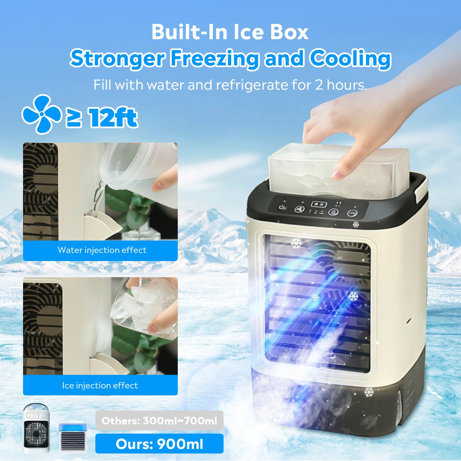 Portable Air Conditioner | 4-in-1 Mini Cooling Unit with Fast Cooling | Adjustable Airflow for Home and Travel Comfort 4