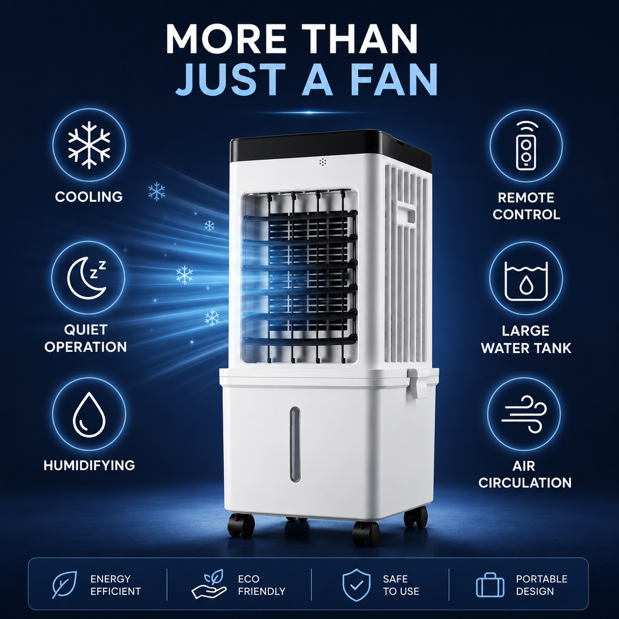 Portable Air Cooler | 2-in-1 Evaporative Cooler with Humidifying Function | Compact Design for Instant Comfort 2