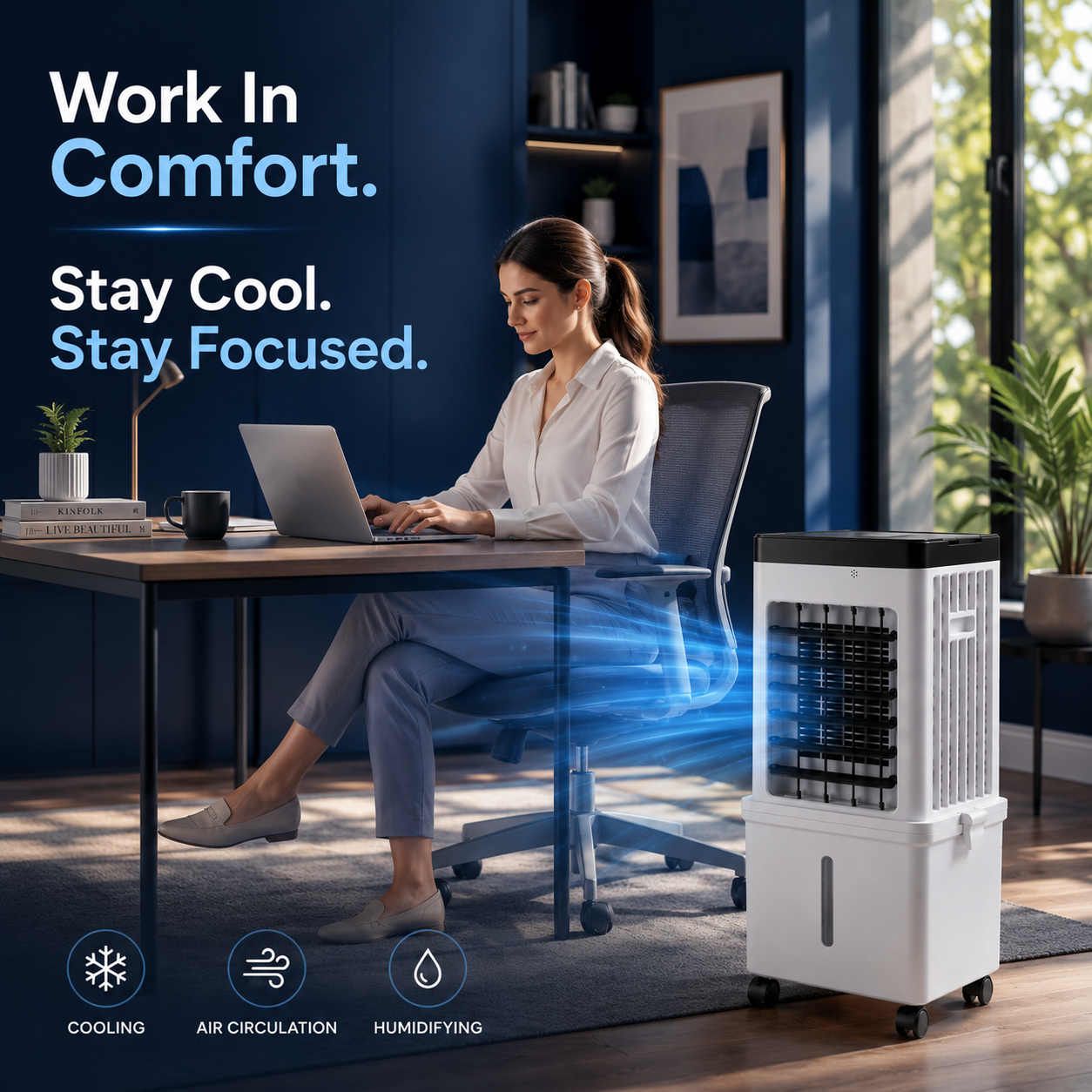 Portable Air Cooler | 2-in-1 Evaporative Cooler with Humidifying Function | Compact Design for Instant Comfort 4