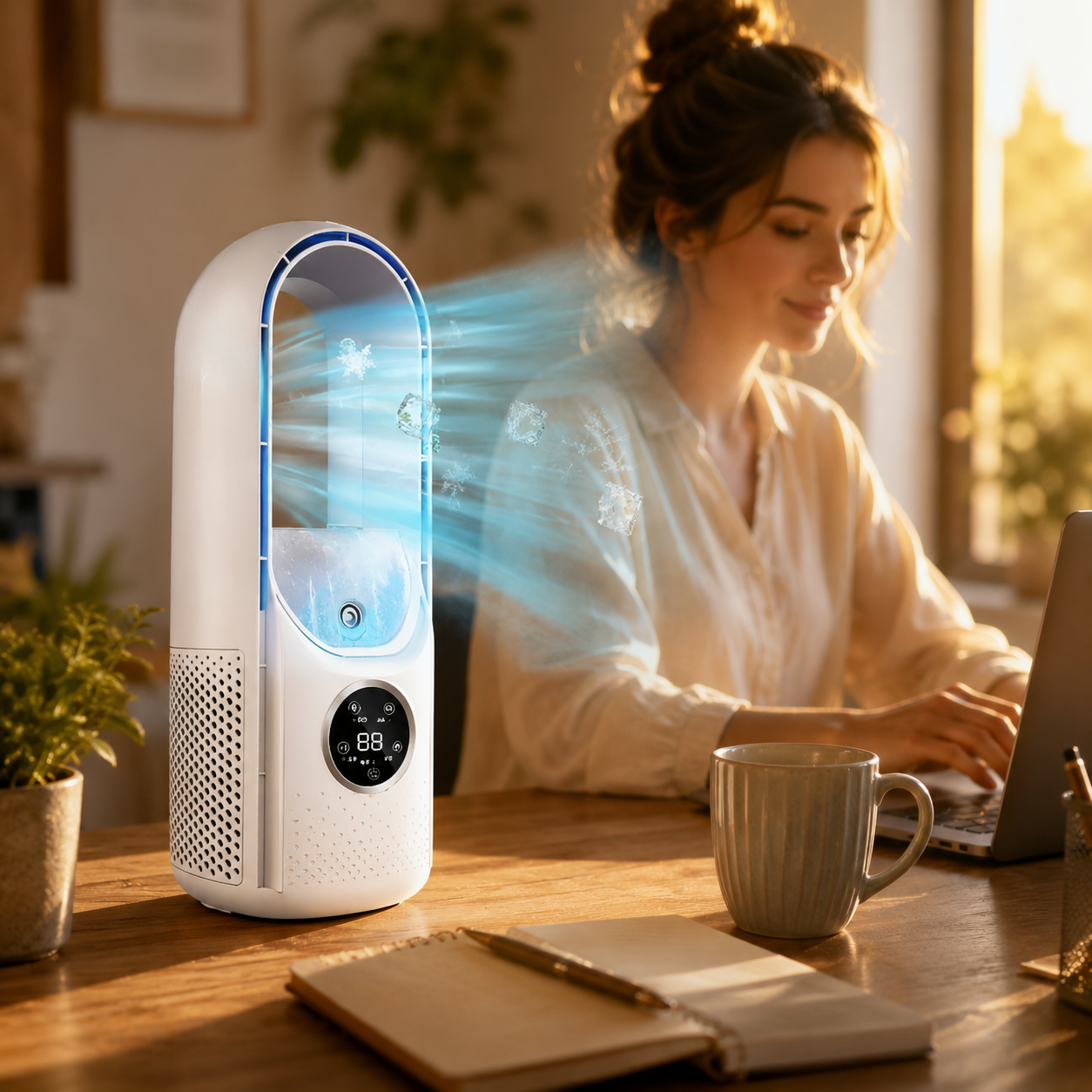 Portable Cooling Fan | Bladeless Air Conditioner with Sleep Mode | Compact Design for Personal Comfort 3