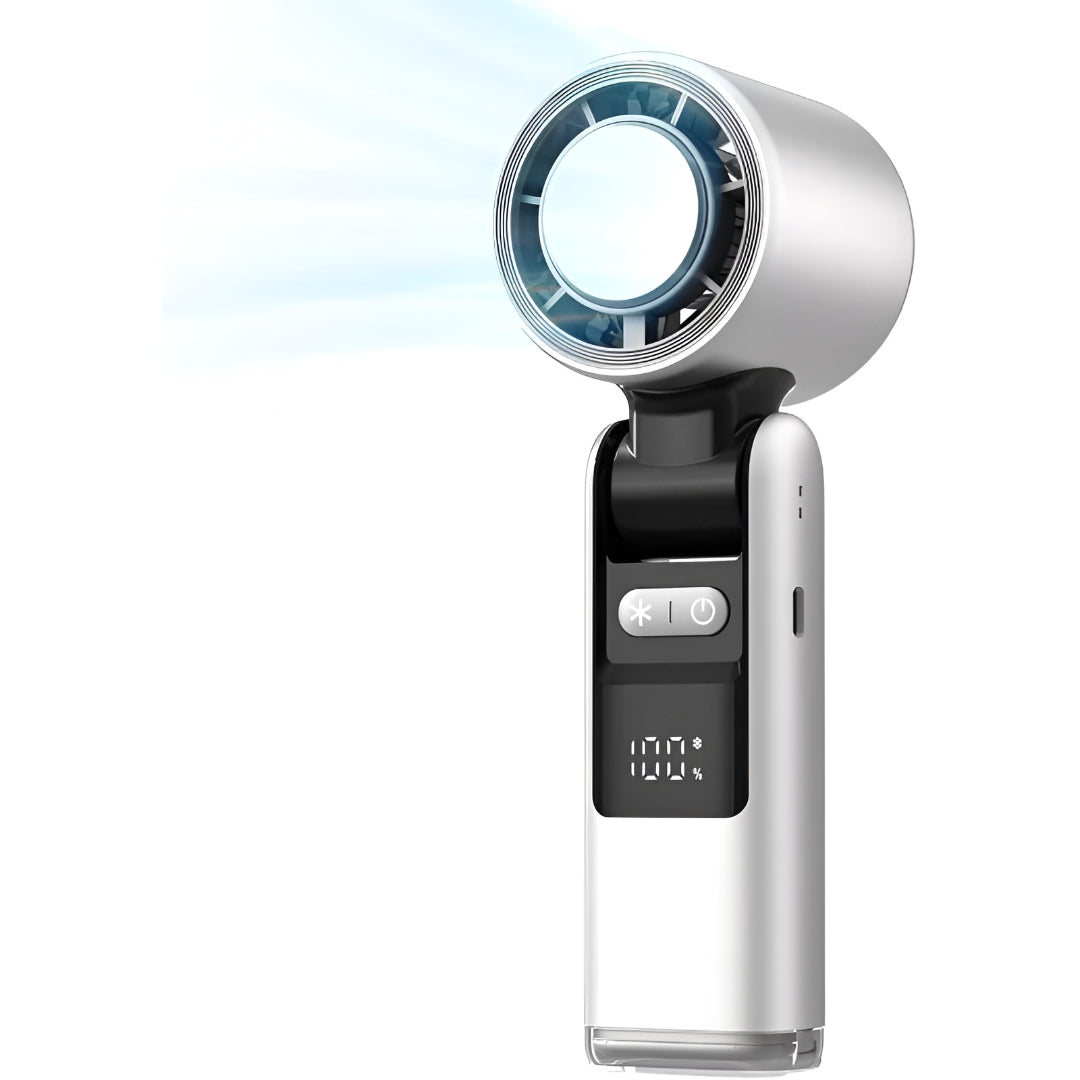 Portable Cooling Fan | Handheld USB Rechargeable Fan with Digital Display | Versatile Personal Airflow for Travel and Office 0
