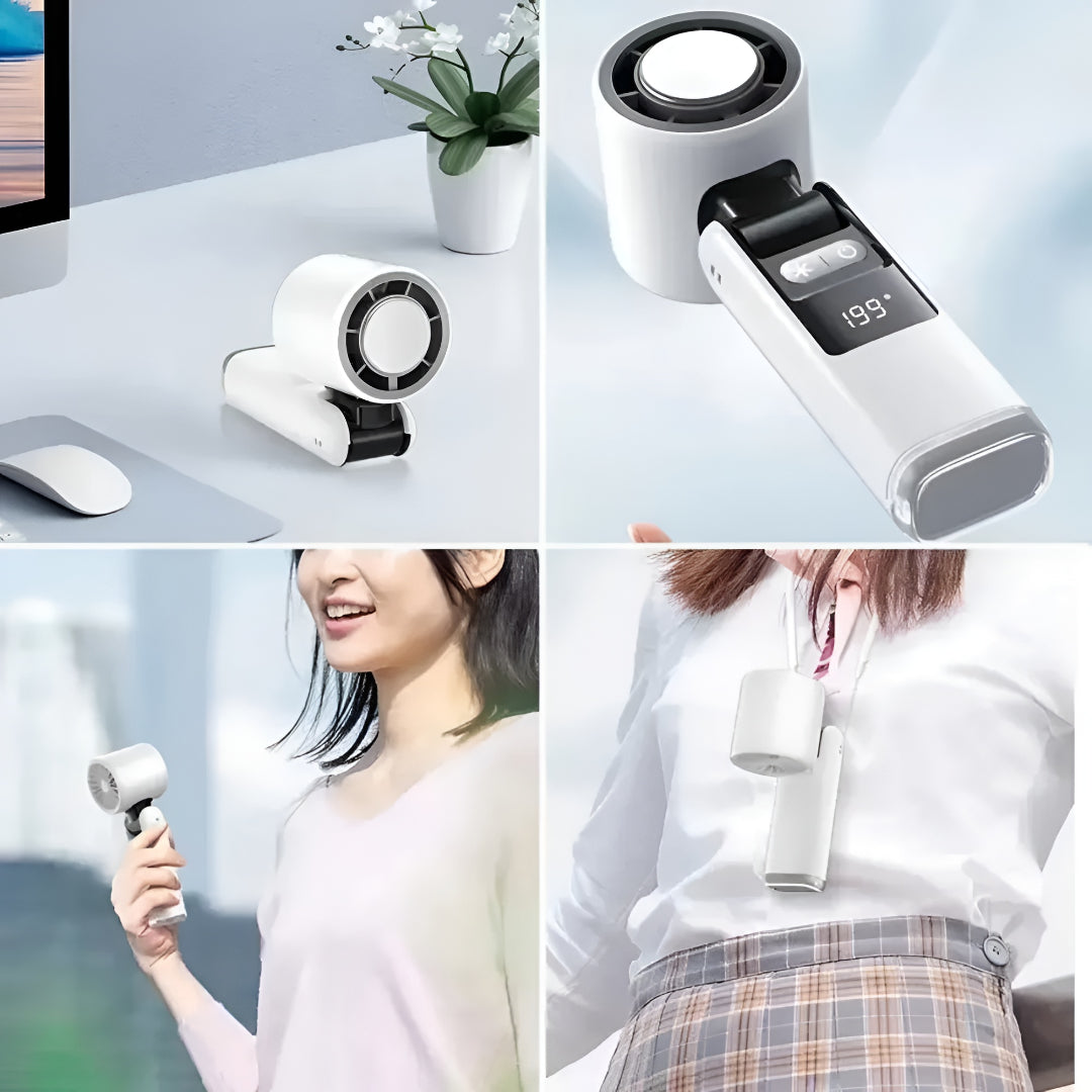 Portable Cooling Fan | Handheld USB Rechargeable Fan with Digital Display | Versatile Personal Airflow for Travel and Office 6