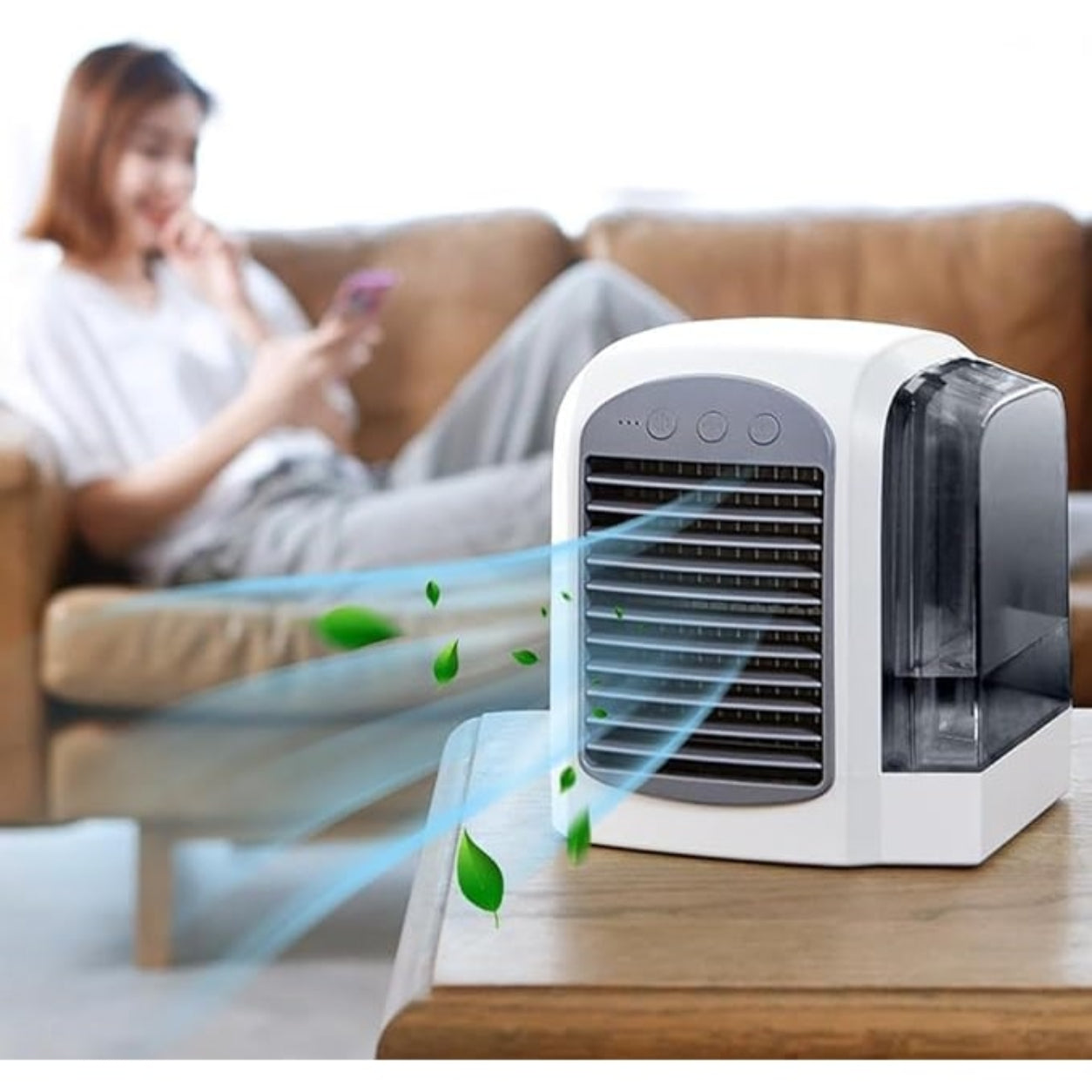 Portable Evaporative Air Cooler Fan with Oscillation & Rechargeable Battery | Compact Cooling Solution for Personal Comfort 1