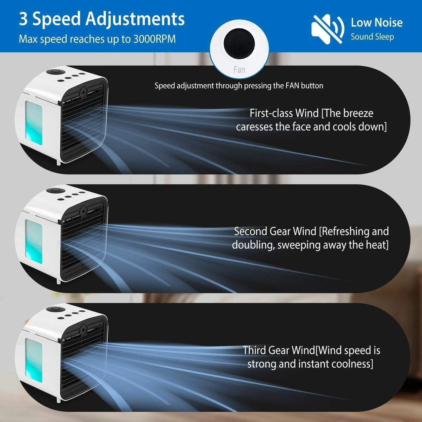 Portable Fan | Mini Air Conditioner with 7 LED Colors | Compact Cooling Solution for Refreshing Comfort 4