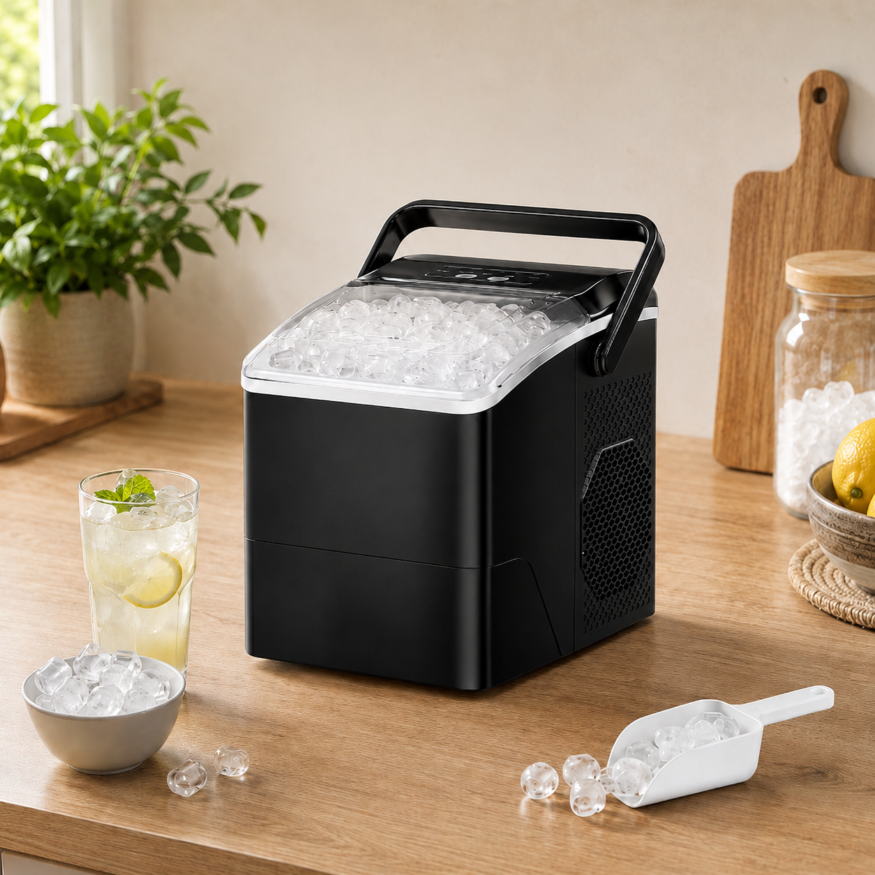 Portable Ice Maker | Fast Ice Cube Machine with Self-Cleaning Function | Ideal for Home, Office, and Travel