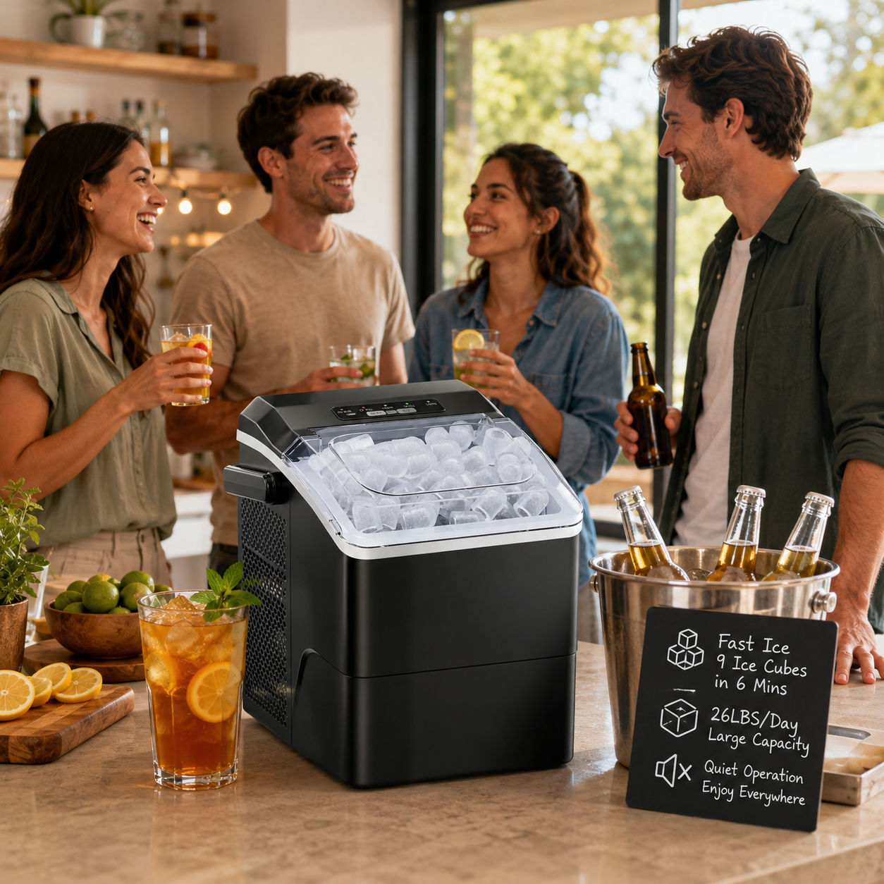 Portable Ice Maker | Fast Ice Cube Machine with Self-Cleaning Function | Ideal for Home, Office, and Travel 1