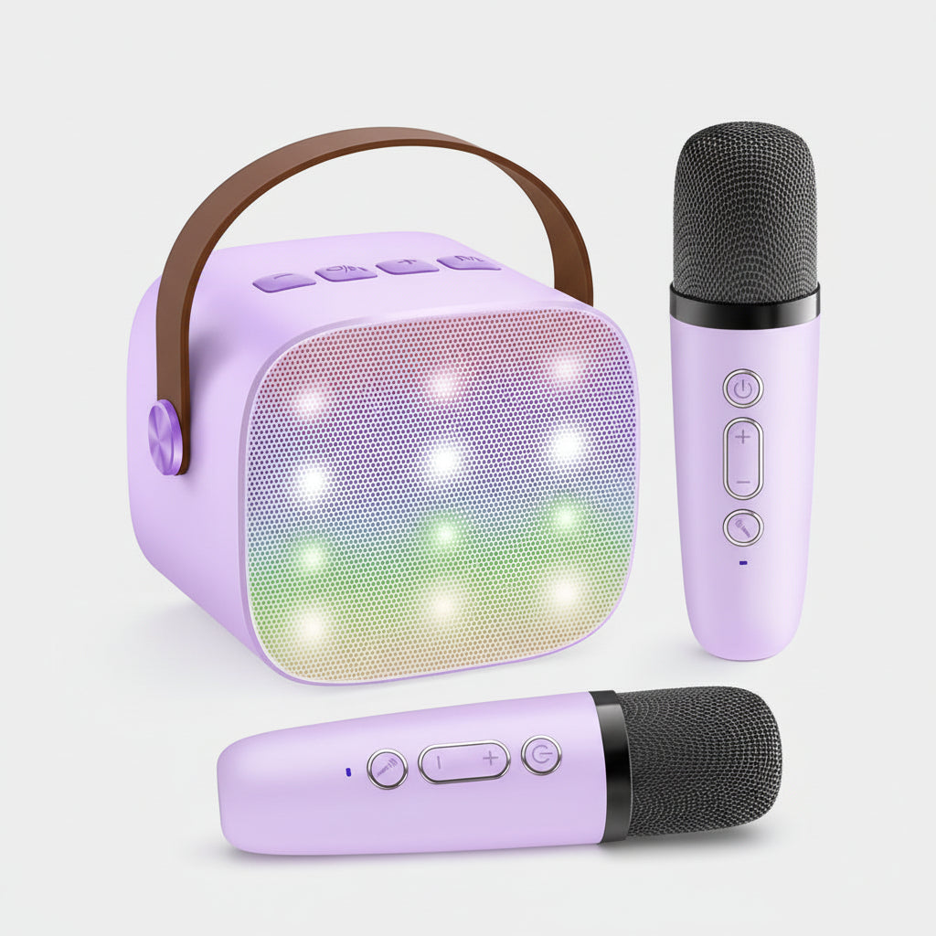 Portable Karaoke Machine | Bluetooth Speaker with LED Lights & Wireless Microphones | Fun for Kids and Family Gatherings 11