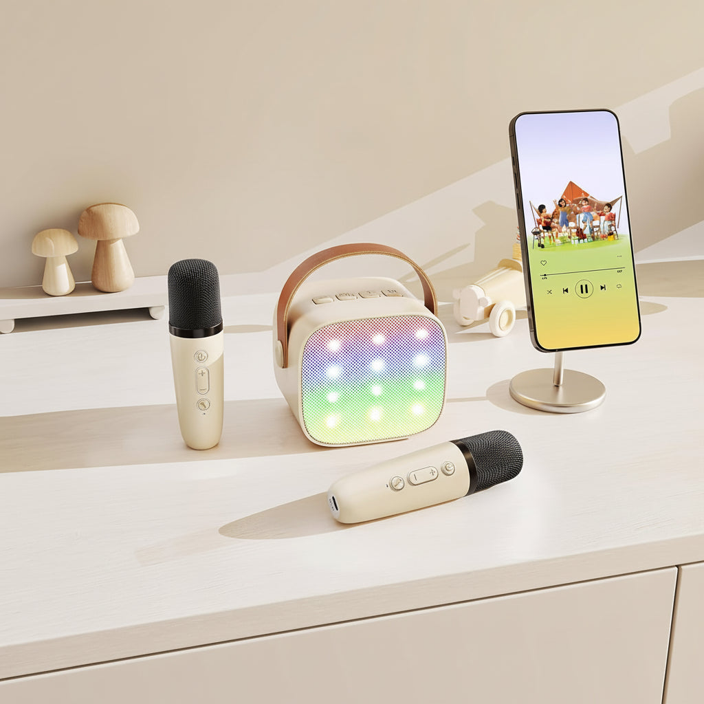 Portable Karaoke Machine | Bluetooth Speaker with LED Lights & Wireless Microphones | Fun for Kids and Family Gatherings 5