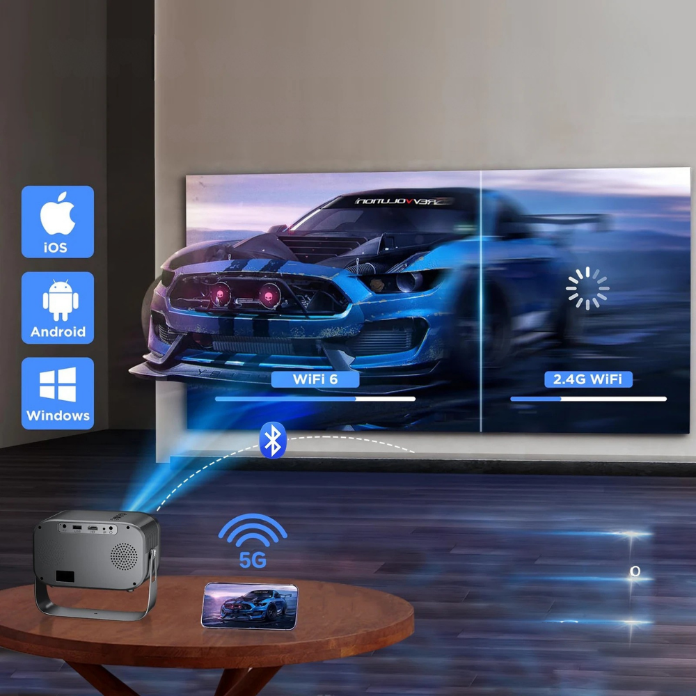 Portable Mini Projector | 4K WiFi Projector with Bluetooth Connectivity | Compact Design for Home Entertainment 1
