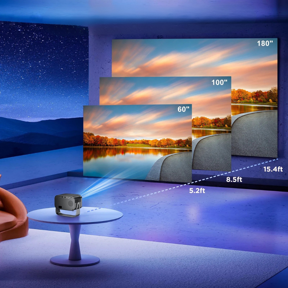 Portable Mini Projector | 4K WiFi Projector with Bluetooth Connectivity | Compact Design for Home Entertainment 4