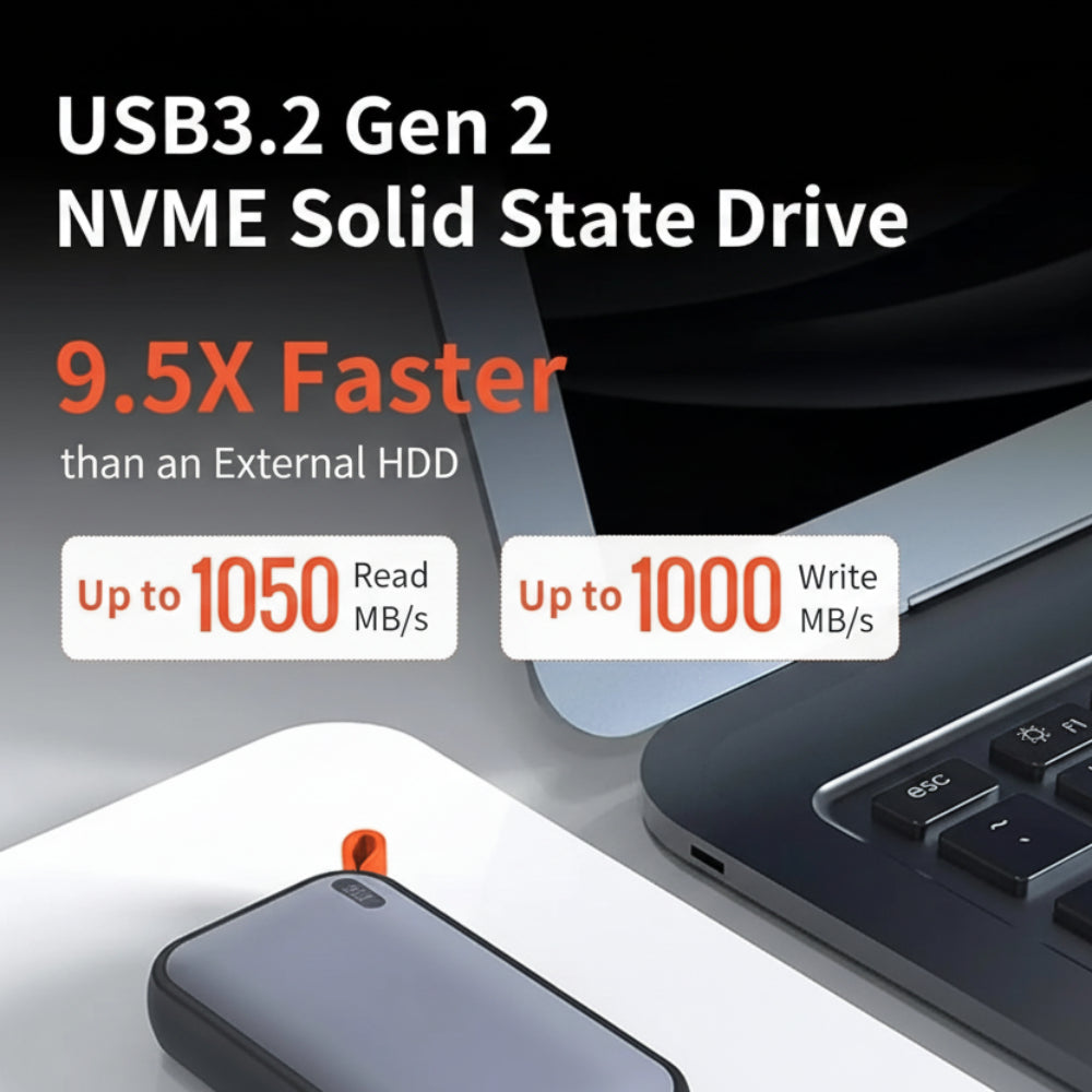 Portable SSD | 512GB External Hard Drive with 1050MB/s Transfer Speed | Compact Storage for Photos and Videos