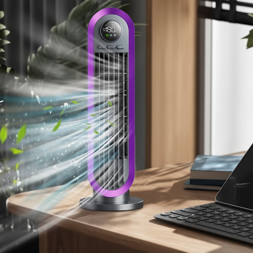 Portable Tower Fan | Bladeless Oscillating Fan with Remote Control | Space-Saving Design for Energy-Efficient Cooling 2
