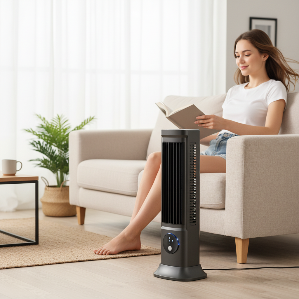 Portable Tower Fan | Oscillating Cooling Fan with LED Display | Energy-Efficient Design for Comfort